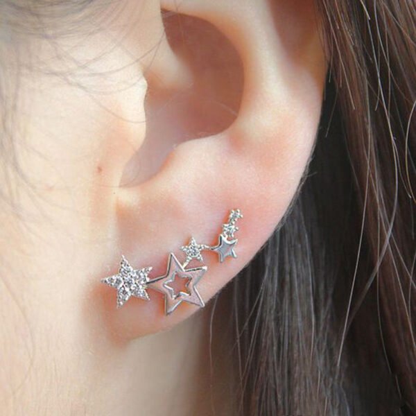 zircon star earrings silver